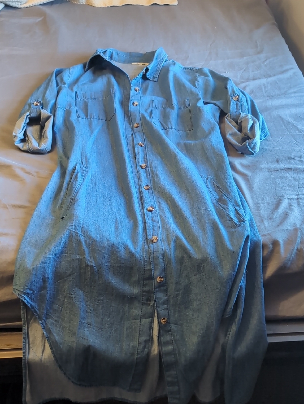 Denim Blue Button-Up Shirt Dress